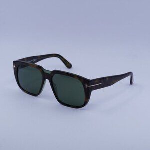 Tom Ford FT1025 56N Oliver 02 Sunglasses Havana Square Frame, Green Lenses